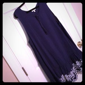 Navy dress sz 20 w/ white embroidered ruffle